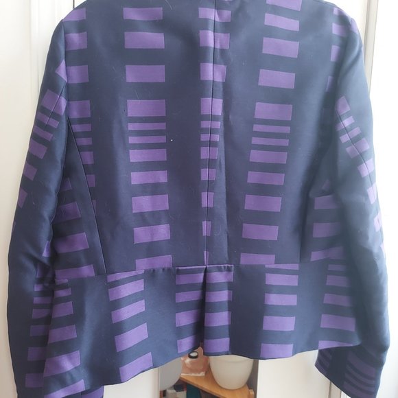 MAX MARA Suit (Jacket+Skirt) Geometric Pattern Peplum in Purple - Picture 2 of 8
